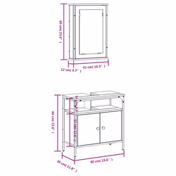 vidaXL Bathroom Furniture Set 2 Piece Sink Cabinet Brown Oak Engineered Wood - smoked oak - Additional view 3