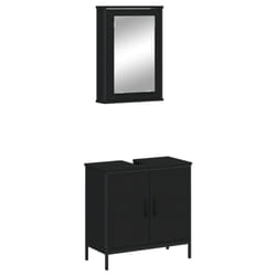 vidaXL Bathroom Furniture Set 2 Piece Storage Sink Cabinet Engineered Wood - black