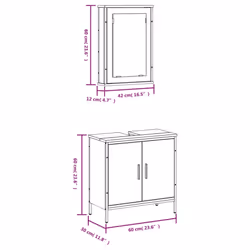 vidaXL Bathroom Furniture Set 2 Piece Storage Sink Cabinet Engineered Wood - smoked oak - Additional view 3