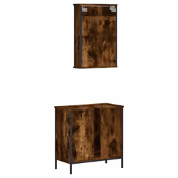 vidaXL Bathroom Furniture Set 2 Piece Storage Sink Cabinet Engineered Wood - smoked oak - Additional view 7