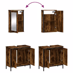 vidaXL Bathroom Furniture Set 2 Piece Storage Sink Cabinet Engineered Wood - smoked oak - Additional view 8
