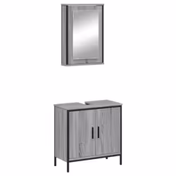vidaXL Bathroom Furniture Set 2 Piece Storage Sink Cabinet Engineered Wood - grey sonoma