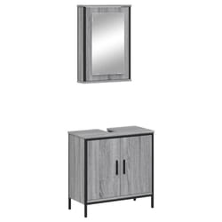 vidaXL Bathroom Furniture Set 2 Piece Storage Sink Cabinet Engineered Wood - grey sonoma