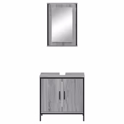 vidaXL Bathroom Furniture Set 2 Piece Storage Sink Cabinet Engineered Wood - grey sonoma - Additional view 5