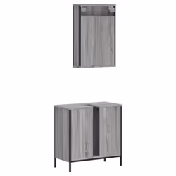 vidaXL Bathroom Furniture Set 2 Piece Storage Sink Cabinet Engineered Wood - grey sonoma - Additional view 7