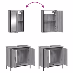 vidaXL Bathroom Furniture Set 2 Piece Storage Sink Cabinet Engineered Wood - grey sonoma - Additional view 8