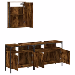 vidaXL Bathroom Furniture Set 3 Piece Storage Sink Cabinet Engineered Wood - smoked oak - Additional view 4