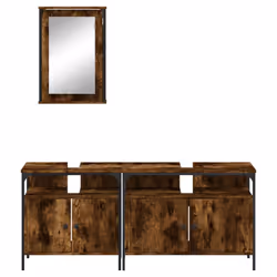 vidaXL Bathroom Furniture Set 3 Piece Storage Sink Cabinet Engineered Wood - smoked oak - Additional view 5