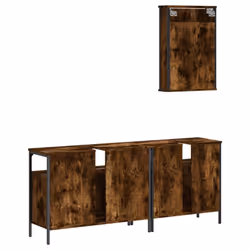vidaXL Bathroom Furniture Set 3 Piece Storage Sink Cabinet Engineered Wood - smoked oak - Additional view 7