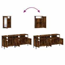 vidaXL Bathroom Furniture Set 3 Piece Storage Sink Cabinet Engineered Wood - smoked oak - Additional view 8