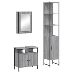 vidaXL Bathroom Furniture Set 3 Piece Sink Cabinet Grey Sonoma Engineered Wood - grey sonoma