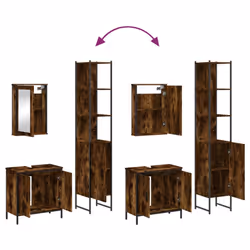 vidaXL Bathroom Furniture Set 3 Piece Sink Cabinet Grey Sonoma Engineered Wood - smoked oak - Additional view 8