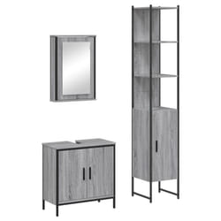 vidaXL Bathroom Furniture Set 3 Piece Sink Cabinet Grey Sonoma Engineered Wood - grey sonoma