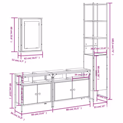 vidaXL Bathroom Furniture Set 4 Piece Storage Sink Cabinet Engineered Wood - smoked oak