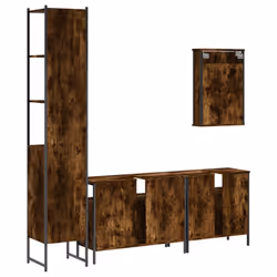 vidaXL Bathroom Furniture Set 4 Piece Storage Sink Cabinet Engineered Wood - smoked oak - Additional view 7