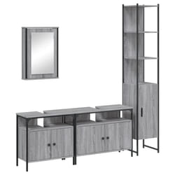 vidaXL Bathroom Furniture Set 4 Piece Storage Sink Cabinet Engineered Wood - grey sonoma