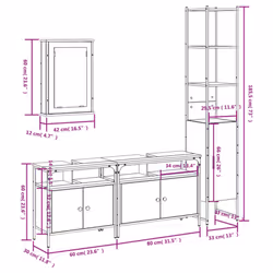 vidaXL Bathroom Furniture Set 4 Piece Storage Sink Cabinet Engineered Wood - grey sonoma
