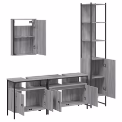 vidaXL Bathroom Furniture Set 4 Piece Storage Sink Cabinet Engineered Wood - grey sonoma - Additional view 4
