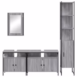 vidaXL Bathroom Furniture Set 4 Piece Storage Sink Cabinet Engineered Wood - grey sonoma - Additional view 5