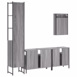 vidaXL Bathroom Furniture Set 4 Piece Storage Sink Cabinet Engineered Wood - grey sonoma - Additional view 7