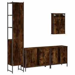 vidaXL Bathroom Furniture Set 4 Piece Sink Cabinet Brown Oak Engineered Wood - smoked oak - Additional view 7