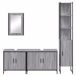 vidaXL Bathroom Furniture Set 4 Piece Sink Cabinet Brown Oak Engineered Wood - grey sonoma - Additional view 5