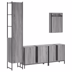vidaXL Bathroom Furniture Set 4 Piece Sink Cabinet Brown Oak Engineered Wood - grey sonoma - Additional view 7