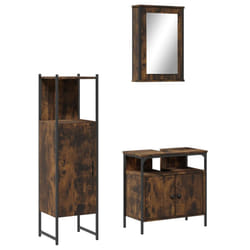 vidaXL Bathroom Furniture Set 3 Piece Sink Cabinet Smoked Oak Engineered Wood