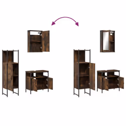 vidaXL Bathroom Furniture Set 3 Piece Sink Cabinet Smoked Oak Engineered Wood - Additional view 9