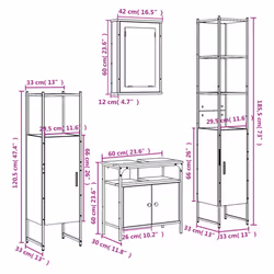 vidaXL Bathroom Furniture Set 4 Piece Sink Cabinet Smoked Oak Engineered Wood - Additional view 3