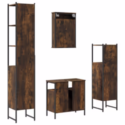 vidaXL Bathroom Furniture Set 4 Piece Sink Cabinet Smoked Oak Engineered Wood - Additional view 7