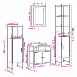 vidaXL Bathroom Furniture Set 4 Piece Sink Cabinet Grey Sonoma Engineered Wood