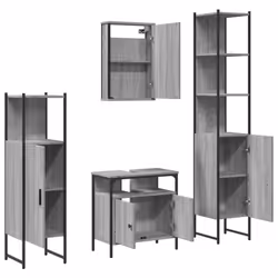 vidaXL Bathroom Furniture Set 4 Piece Sink Cabinet Grey Sonoma Engineered Wood - Additional view 5
