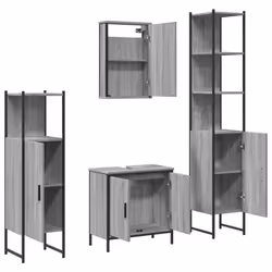 vidaXL Bathroom Furniture Set 4 Piece Sink Cabinet Grey Sonoma Engineered Wood - Additional view 5