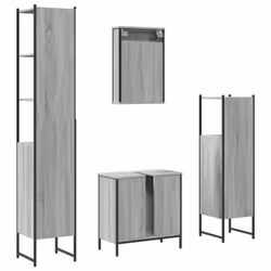 vidaXL Bathroom Furniture Set 4 Piece Sink Cabinet Grey Sonoma Engineered Wood - Additional view 7