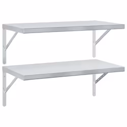 vidaXL Wall Shelves Floating Shelf Storage Shelf 2 pcs Silver Stainless Steel