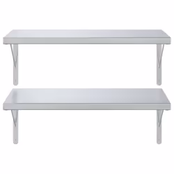 vidaXL Wall Shelves Floating Shelf Storage Shelf 2 pcs Silver Stainless Steel - Additional view 4