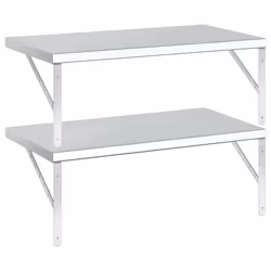 vidaXL Wall Shelves Floating Shelf Storage Shelf 2 pcs Silver Stainless Steel - Additional view 6