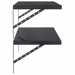 vidaXL Wall Shelves Floating Shelf Storage Shelf 2 pcs Black Stainless Steel - Additional view 5