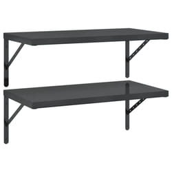 vidaXL Wall Shelves Floating Shelf Storage Shelf 2 pcs Black Stainless Steel