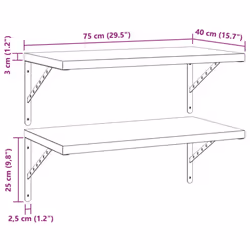vidaXL Wall Shelves Floating Shelf Storage Shelf 2 pcs Black Stainless Steel - Additional view 8