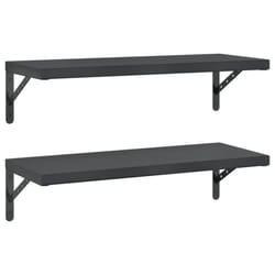 vidaXL Wall Shelves Floating Shelf Storage Shelf 2 pcs Black Stainless Steel