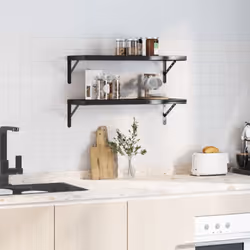 vidaXL Wall Shelves Floating Shelf Storage Shelf 2 pcs Black Stainless Steel