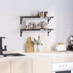 vidaXL Wall Shelves Floating Shelf Storage Shelf 2 pcs Black Stainless Steel