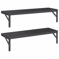 vidaXL Wall Shelves Floating Shelf Storage Shelf 2 pcs Black Stainless Steel - Additional view 6
