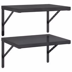 vidaXL Wall Shelves Floating Shelf Storage Shelf 2 pcs Black Stainless Steel