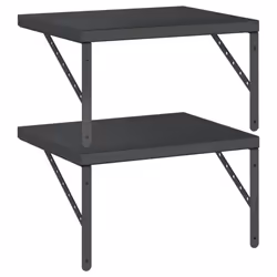 vidaXL Wall Shelves Floating Shelf Storage Shelf 2 pcs Black Stainless Steel - Additional view 6