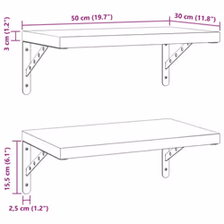 vidaXL Wall Shelves Floating Shelf Storage Shelf 2 pcs Black Stainless Steel