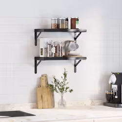 vidaXL Wall Shelves Floating Shelf Storage Shelf 2 pcs Black Stainless Steel