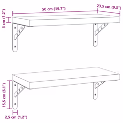 vidaXL Wall Shelves Floating Shelf Storage Shelf 2 pcs Black Stainless Steel - Additional view 8